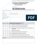 Pre-Tender Review: Infrastructure Finance, and Capital Works (IFCW) Quality Checklist Buiding Projects Pre-Tender Review