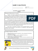 Basic Calculus: Learning Activity Sheet Limits Background Information For Learners