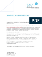 Maternity Admission Forms: Congratulations and Thank You For Choosing To Give Birth To Your Baby at The Bays