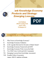 World Bank Knowledge Economy Products and Strategy: Emerging Lessons