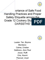 The Importance of Safe Food Handling Practices and Proper Safety Etiquette Among The Grade 12 Cookery Students in Darssths