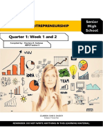 Quarter 1: Week 1 and 2: Senior High School