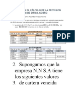 TALLER PARA EL CALCULO DE LAS PROVISION PARA DEUDAS DE DIFIVIL COBRO - Contabilidad