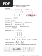 Strength of Materials Formula Sheet