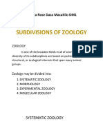 Subdivisions of Zoology: Danica Rose Daza Macahilo DM1