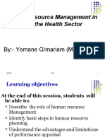 Human Resource Management in The Health Sector: By:-Yemane G/mariam (MPH in HSM)