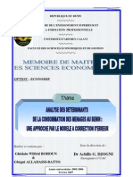 Analyse Des Déterminants de La Consommation Des Ménages Au Bénin: Une Approche Par Le Modele A Correction D'erreur