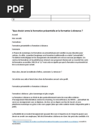 Comparaison Présentiel Vs Distantiel