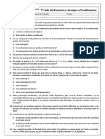 7 Lista de Exercícios - Ararnjos e Combinações