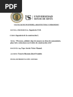 Procesos, Calidad y Tipo de Ensayos en Obras de Saneamiento, Plan Vial y Estructuras en El Rubro de Construcción Civil."