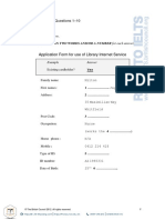 Application Form For Use of Library Internet Service: Questions 1-6