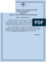 National Institute For Entrepreneurship and Small Business Development (Niesbud) (Ministry of Skill Development and Entrepreneurship)