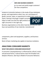 Analysing Customers - Consumer Markets