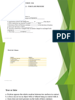 Revision - Pa1 Chapter 1 - Force and Pressure: RV/ Physics/ Class 8