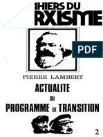 Pierre Lambert, Actualité Du Programme de Transition: Exposé, Paris: Cahiers Du Marxisme, 1969. 24 P.