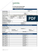 Credit Line Application Form Customer Information Sheet