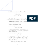 Annihilators: Linear Algebra Notes: Satya Mandal September 21, 2005