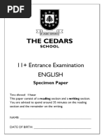 Cedars School 11 English Specimen Paper Unlocked