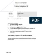 Deakin University: Unit Code: MAF203 Unit Name: Business Finance Writing Time: 2 Hours Reading Time: 15 Minutes