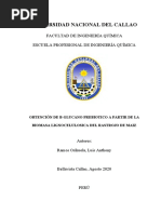 Obtención de B-Glucano Prebiotico A Partir de La Biomasa Lignocelulosica Del Rastrojo de Maiz