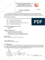 Colegio de Sto. Tomas-Recoletos, Inc.: Quarter 1 Rational Expression Introduction and Focus Questions