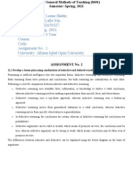 Q.1 Develop A Lesson Plan Using Combination of Inductive and Deductive Methods