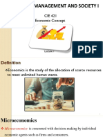 CIE 421 Economic Concept: Engineering, Management and Society I