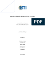 Ingredients Used in Baking and Their Functions: in Partial Fulfillment of The Course Pastry Arts and Bakery Management