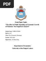 Term Paper Topic: "The Effect of Public Spending On Economic Growth of Pakistan: The Empirical Analysis"