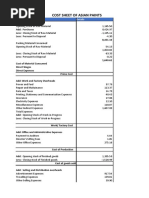 Cost Sheet of Asian Paints: Particulars Details