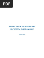 Validation of The Adolescent Self Esteem Questionnaire