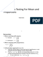 Exercises Ch9 Hypo Tests Mean Proportions