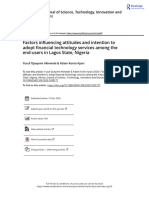 Factors Influencing Attitudes and Intention To Adopt Financial Technology Services Among The End Users in Lagos State Nigeria