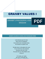 Granby Values I: Granby'S Philosophy, Vision, and Mission