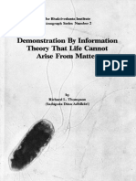 Demonstration Information Theory That Life Cannot Arise From Matter