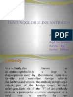 Immunoglobulins/Antibody: Presented By: Shashi Regd. No. 11006142 Roll No. B15 Section RP8003