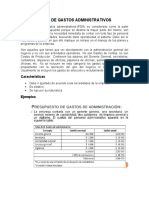 Presupuesto de Gastos Administrativos Financieros