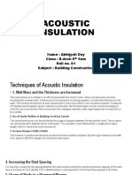 Acoustic Insulation: Name: Abhijyoti Dey Class: B.Arch 6 Sem Roll No. 01 Subject: Building Construction