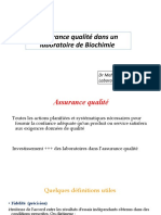 Assurance Qualité Dans Un Laboratoire de Biochimie - 104212