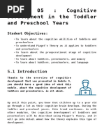 05: Cognitive Development in The Toddler and Preschool Years