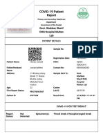 COVID-19 Patient: Govt. Shahbaz Sharif DHQ Hospital Multan Lab