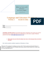 Language and Literature Workbook: WEEK 3 MARCH 30th - April 1st