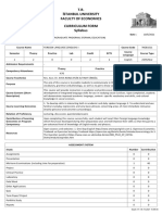 T.R. İstanbul University Faculty of Economics Curriculum Form Syllabus