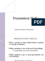 Presentation Skills: Department of Humanities and Management