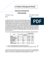 Indian Institute of Management Rohtak: Operations Management End Term Exam