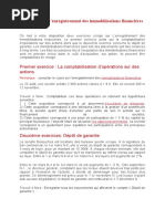 2 Exercices Sur L'enregistrement Des Immobilisations Financières