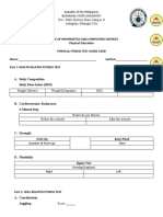 Physical Fitness Test Score Card