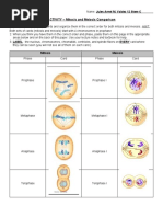 ACTIVITY - Mitosis and Meiosis Comparison