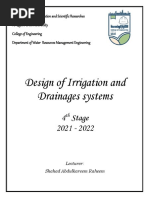 Design of Irrigation and Drainages Systems: 4 Stage 2021 - 2022