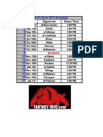 Lions Schedule